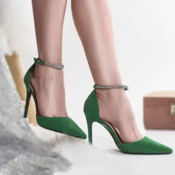 Pantofi dama piele eco intoarsa verde tolib imagine