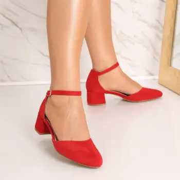 Pantofi dama Rosii din Piele Ecologica Intoarsa Maila imagine