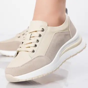 Pantofi dama sport Bej din Piele Naturala Oblan imagine