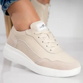 Pantofi dama sport Bej din Piele Naturala Yalgo imagine