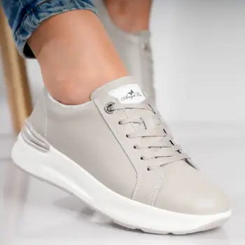 Pantofi dama sport Gri din Piele Naturala Edaro imagine