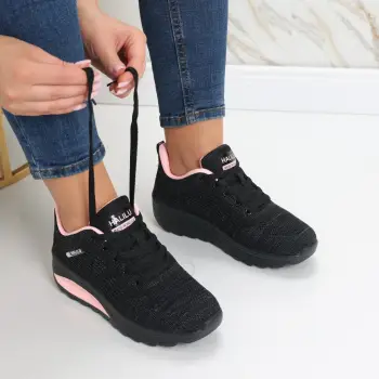 Pantofi dama sport negri/roz din textil Kiera imagine