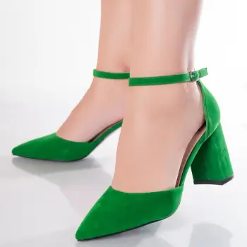 Pantofi dama Verzi din Piele Ecologica Intoarsa sonea imagine