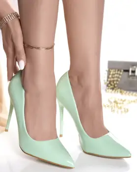 Pantofi dama verzi piele ecologica lacuita saja imagine