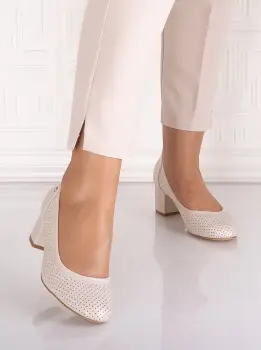 Pantofi eleganti Bej dama din Piele Ecologica Comnosa imagine