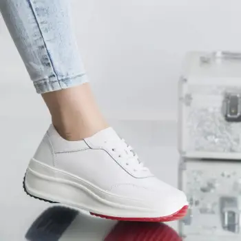 Pantofi sport diana alb piele naturala imagine