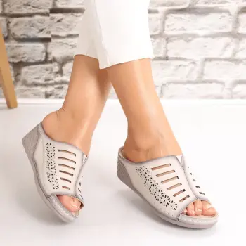 Papuci dama cu platforma Bej din Piele Ecologica Adaya imagine