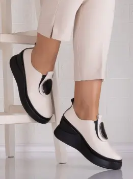 Papuci dama cu platforma Bej din Piele Naturala Armane imagine