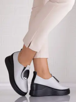 Papuci dama cu platforma Gri din Piele Naturala Armane imagine