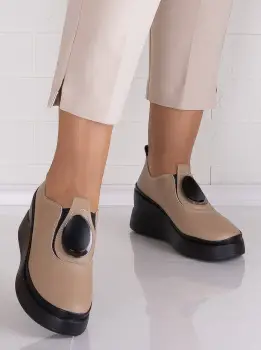 Papuci dama cu platforma Kaki din Piele Naturala Armane imagine