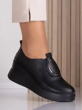 Papuci dama cu platforma Negrii din Piele Naturala Armane imagine