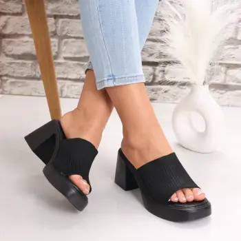 Papuci dama cu toc Negri din Textil Jexa imagine