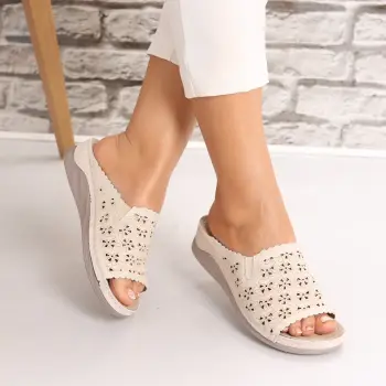 Papuci dama Fara toc Bej din Piele Ecologica Talli imagine