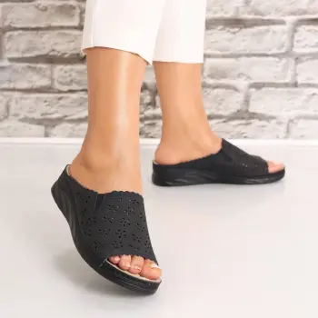 Papuci dama Fara toc Negri din Piele Ecologica Talli imagine