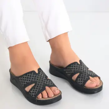 Papuci dama Negri din Piele Ecologica Ifari imagine