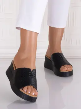 Papuci dama Negrii cu platforma din Piele Ecologica Astomis imagine