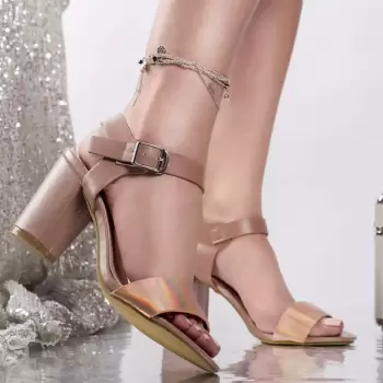 Sandale cu toc penelope roz piele ecologica imagine