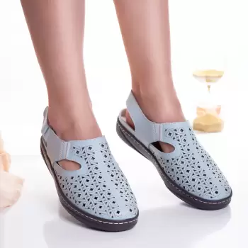 sandale dama albastre din piele naturala Catrin imagine