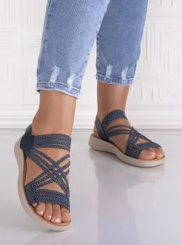 Sandale dama Albastrii din Material Textil Waldan imagine