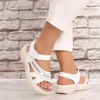 Sandale dama Albe din Piele Ecologica Mirora imagine