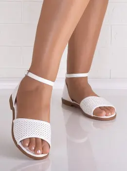 Sandale dama Albe din Piele Ecologica Santorini imagine