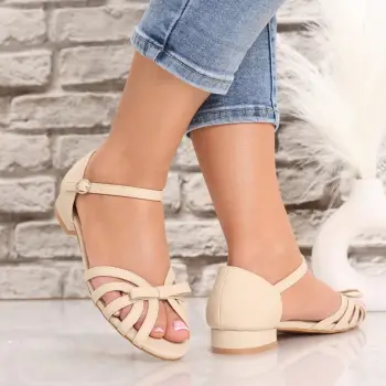 Sandale dama Bej din Piele Ecologica Cantoi imagine