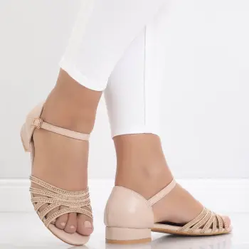 Sandale dama Bej din Piele Ecologica Intoarsa Lomas imagine