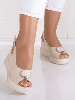 Sandale dama Bej din piele naturala Aiba imagine