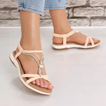 Sandale dama Bej dinPiele Ecologica Adnesa imagine