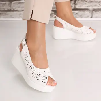 Sandale dama cu platforma Albe din Piele Ecologica Maresa imagine