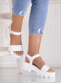Sandale dama cu platforma Albi din piele Ecologica Quanda imagine