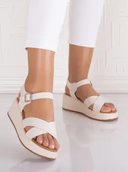 Sandale dama cu platforma Bej din piele Ecologica Florinna imagine