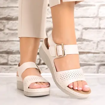 Sandale dama cu platforma Bej din Piele Ecologica Palosa imagine