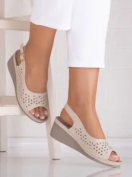 Sandale dama cu platforma Bej din Piele Ecologica Spezia imagine