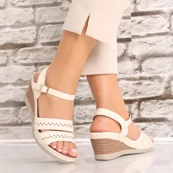 Sandale dama cu platforma Bej din Piele Ecologica Verena imagine