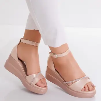 Sandale dama cu platforma Bronz din Piele Ecologica Pelea imagine