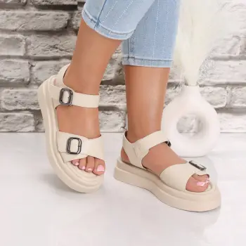 Sandale dama cu platformaBej din Piele Ecologica Acaisa imagine