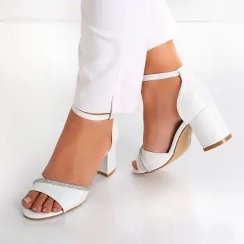 Sandale dama cu toc Argintii din Piele Ecologica Asiba imagine