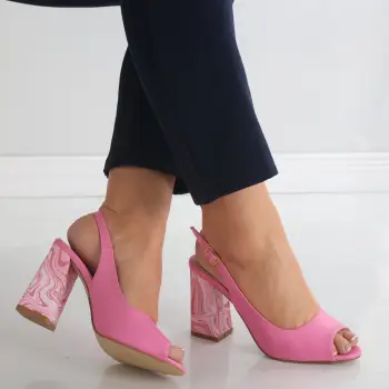 Sandale dama cu toc Fucsia din Piele Ecologica Alexia imagine