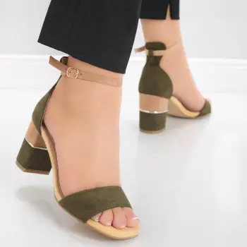 Sandale dama cu toc Verzi din Piele Ecologica Intoarsa jonel imagine