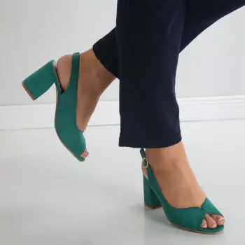 Sandale dama cu toc Verzi din Piele Ecologica Intoarsa Mirvela imagine