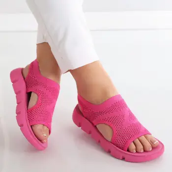 Sandale dama fara toc Fucsia din Textil Analis imagine