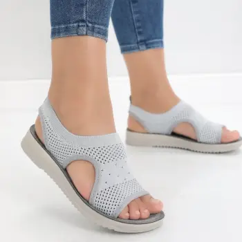 Sandale dama fara toc Gri din Textil Ailana imagine