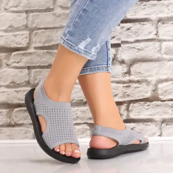 Sandale dama Fara toc Gri din Textil Estella imagine