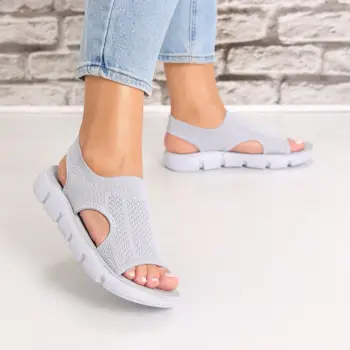 Sandale dama fara toc Gri din Textil Galna imagine