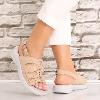 Sandale dama fara toc Kaki din Piele Ecologica Aranol imagine