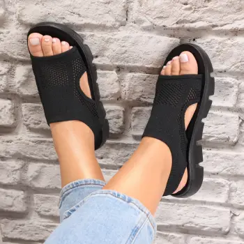 Sandale dama fara toc Negre din Textil Analga imagine