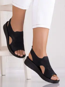 Sandale dama fara toc Negre din Textil DARRIA imagine