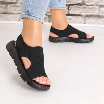 Sandale dama fara toc Negre din Textil Galna imagine