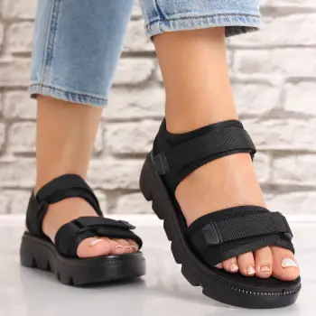 Sandale dama Fara toc Negre din Textil Madisin imagine